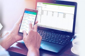 Sales Rep using a data entry software to transfer invoices from an Android phone to QuickBooks Accounting System