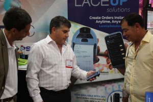 Michel from the LaceUp team with two client at the 19th Americas Food and Beverage Show & Conference