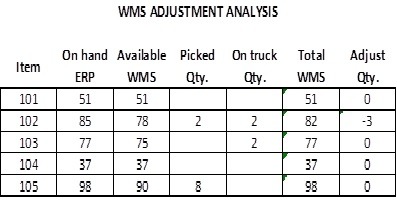 Adjustments during WMS implementation
