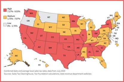 warehouse location per taxes